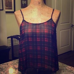 Wish Sheer Plaid Tank